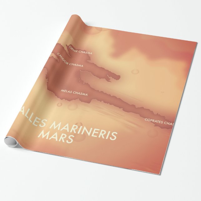 Valles marineris Mars map Wrapping Paper (Unrolled)
