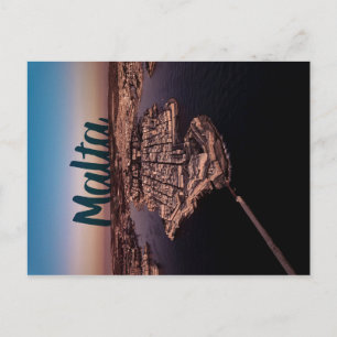 Valletta City Malta Aerial Photography Postcard