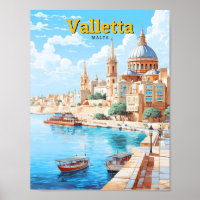 Valletta Malta Art Vintage Travel
