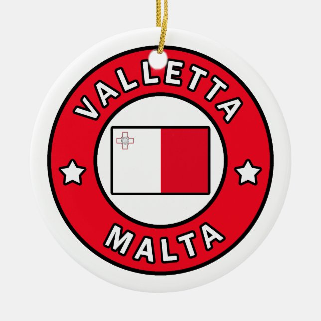 Valletta Malta Ceramic Ornament (Front)