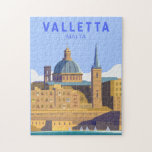 Valletta Malta Travel Vintage Art Jigsaw Puzzle<br><div class="desc">Valletta vector art design. The walled city was established in the 1500s on a peninsula by the Knights of St. John,  a Roman Catholic order. It’s known for museums,  palaces and grand churches.</div>
