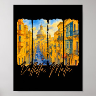 Valletta Malta Traveling Trip Brushstroke Valletta Poster