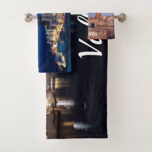 Valletta old town and harbor in Valletta, Malta Bath Towel Set