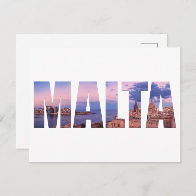 Valletta old town and harbor Malta text Postcard (Front/Back)
