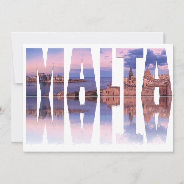 Valletta old town and harbor Malta text reflection (Front)