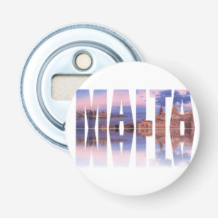 Valletta old town and harbor Malta text reflection Bottle Opener