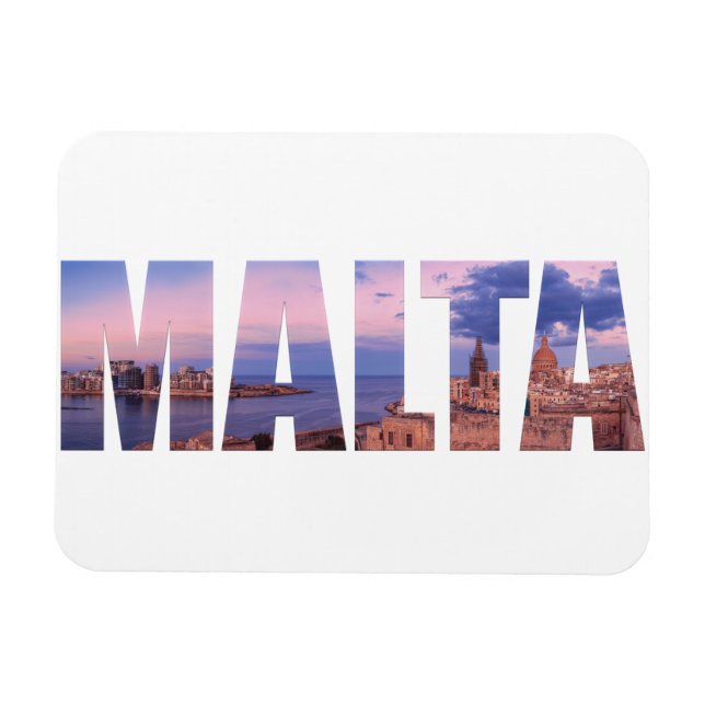 Valletta old town and harbour Malta text Magnet (Horizontal)
