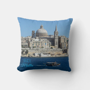 Valletta Skyline Harbour Landscape Malta Souvenir Cushion