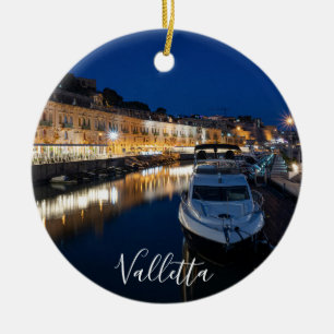 Valletta waterfront district with small harbor ceramic ornament