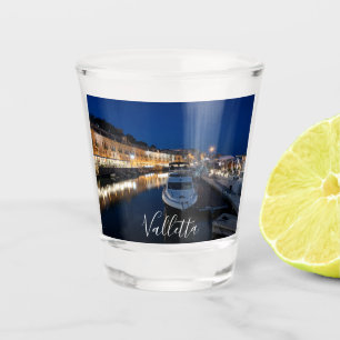 Valletta waterfront district with small harbor shot glass