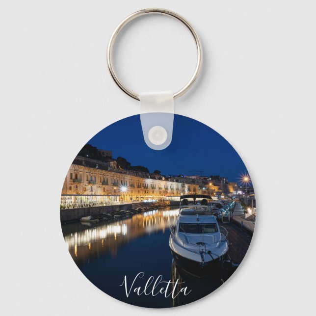 Valletta waterfront district with small harbour key ring (Front)