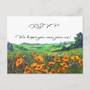 Valley California Poppies Landscape Floral RSVP Invitation Postcard