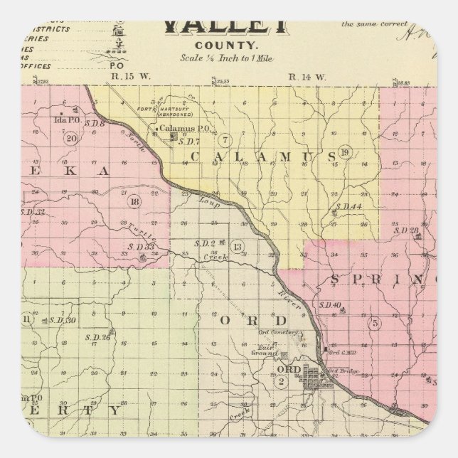 Valley County, Nebraska Square Sticker (Front)