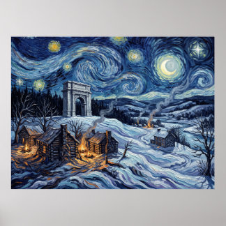 Valley Forge Starry Night Historical Landscape Poster