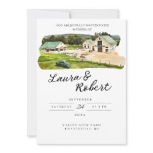 Valley Hill Farm Massachusetts Watercolor Invite
