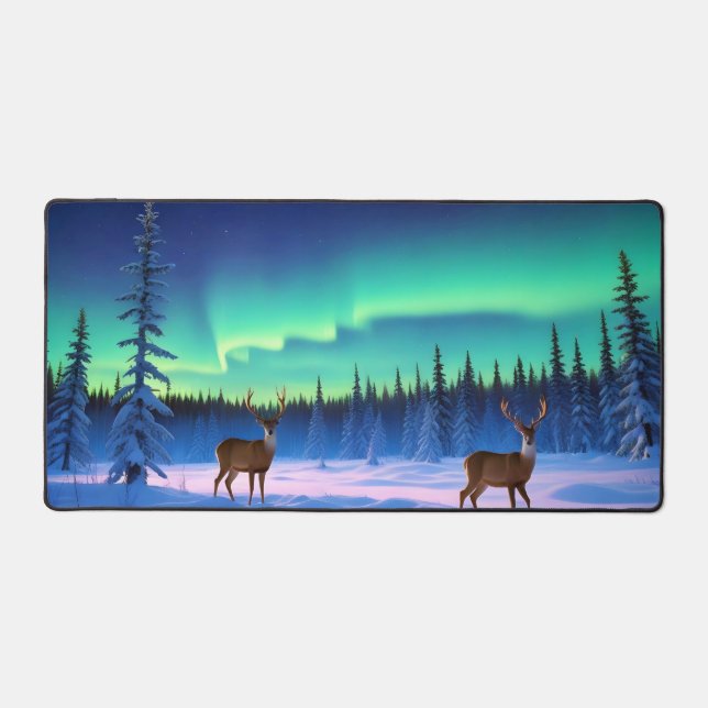 Valley Landscape Panoramic Nature Tranquil Aurora  Desk Mat (Front)