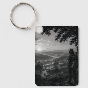 Valley of Dawn Black & White Wanderer Keychain