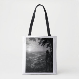 Valley of Dawn Black & White Wanderer Tote Bag