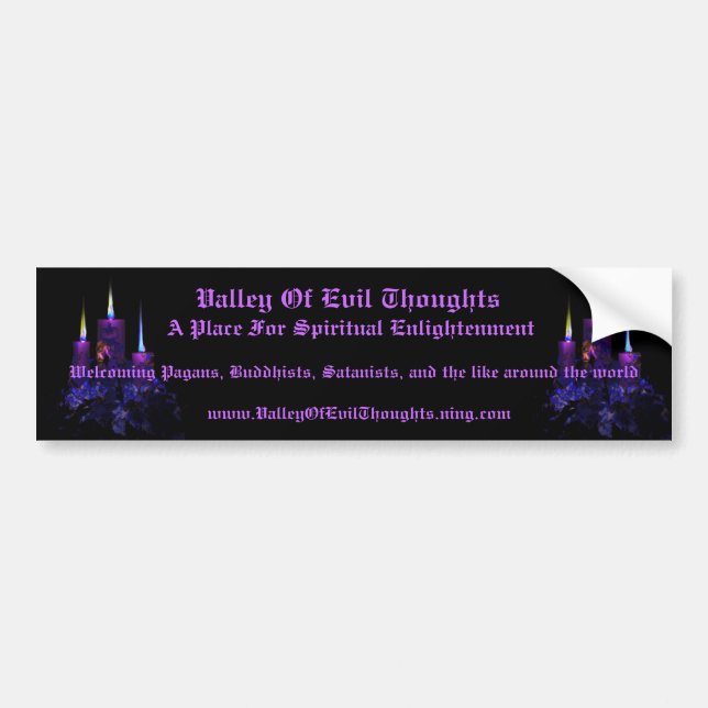Valley of Evil Thoughts Bumper Sticker 1 (Front)