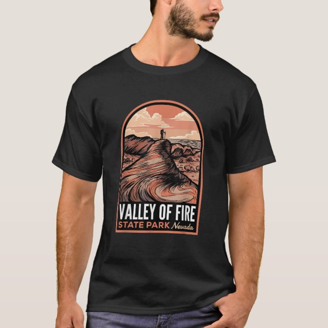 Valley of Fire State Park NV Retro Sunset T-Shirt (Front)