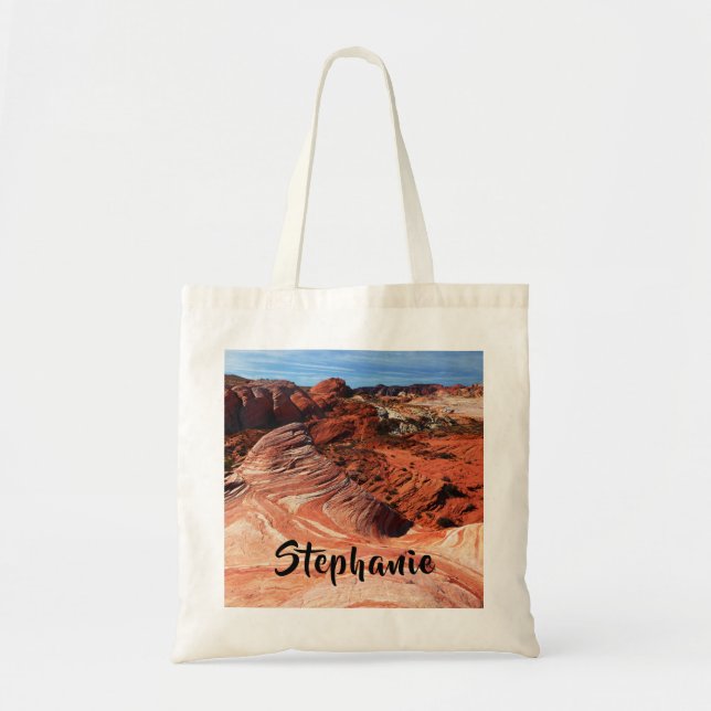 Valley of Fire with Personalized Name Tote Bag (Front)