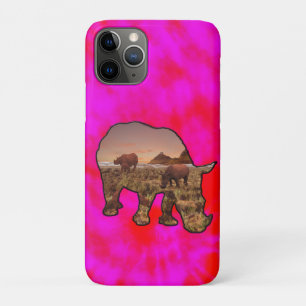Valley Of The Rhinoceros On Pink Red Tie Dye,   iPhone 11 Pro Case