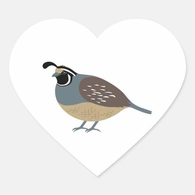 Valley Quail Heart Sticker (Front)
