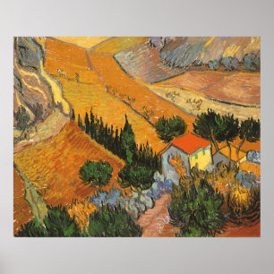 Valley with Plowman by Vincent van Gogh Poster