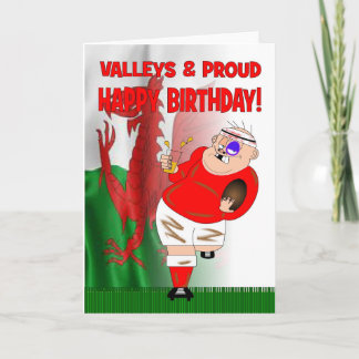 Valleys & Proud Rugby Birthday Card