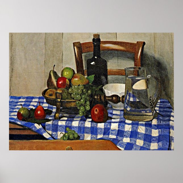Vallotton: Still Life with Blue Chequered Tableclo Poster (Front)