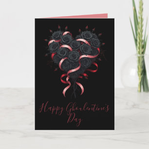 Valloween Black Roses Heart Card