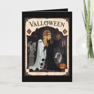 Valloween Ceremony Ghost And Robed Figure Card