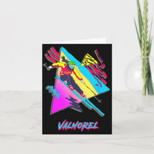 Valmorel colourful retro skiing adventure design card