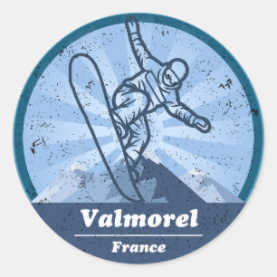 Valmorel Ski resort - Snowboard Classic Round Sticker