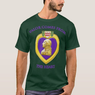 Valour Comes From The Heart Purple Heart Military T-Shirt
