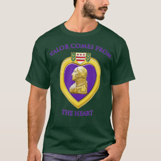 Valour Comes From The Heart Purple Heart Military T-Shirt