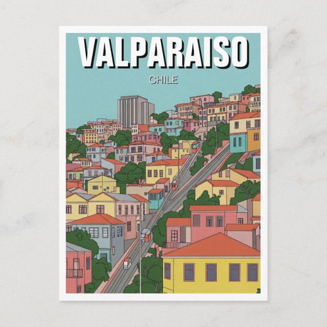 Valparaiso Chile Abstract Art Postcard (Front)