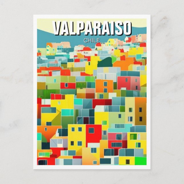 Valparaiso Chile Abstract Drawing Postcard (Front)