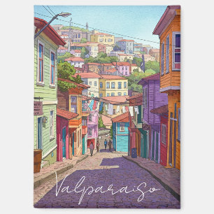 Valparaiso Chile Postcard Watercolor Magnet