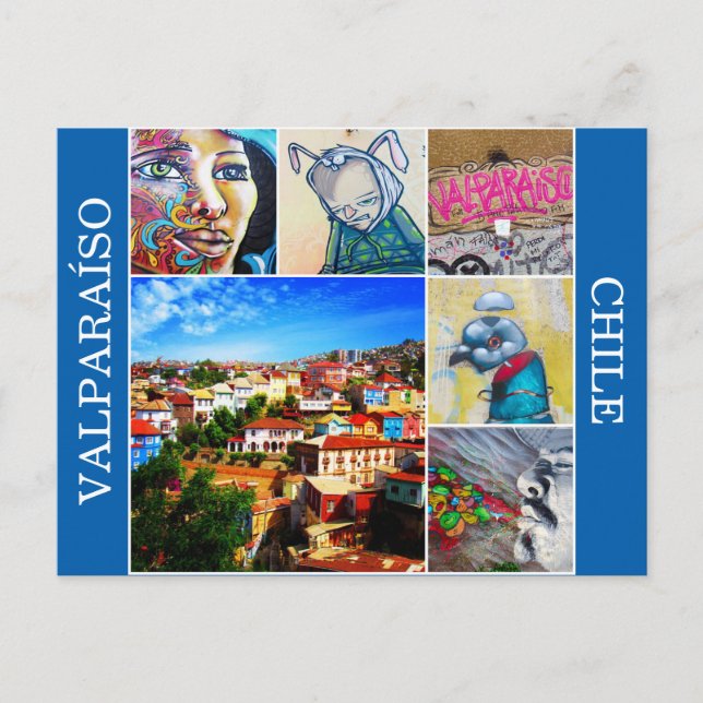 valparaíso colourful art postcard (Front)