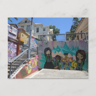 valparaíso street grafitti postcard