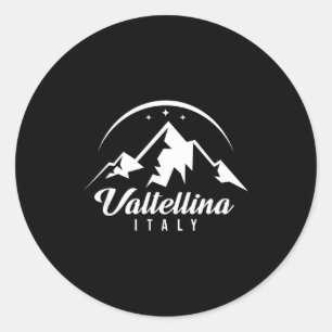 Valtellina italy ski resort skiing snowboarding classic round sticker