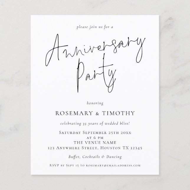 Value Elegant Wedding Anniversary Party Invitation Flyer (Front)