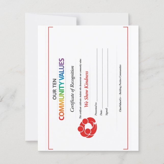 Value Inclusion Certificate 4.5x 5.6 Paper Sheet (Front)