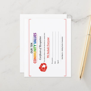 Value Inclusion Certificate 4.5x 5.6 Paper Sheet