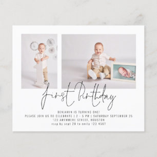 Value Modern 2 Photo Script First Birthday Party Flyer