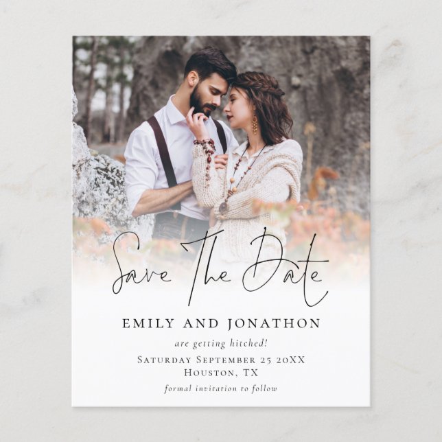 Value Photo QR Code Script Wedding Save The Date Flyer (Front)
