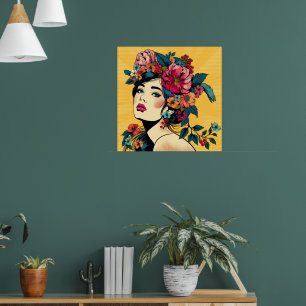 Value Poster Art Print Women With Flower Wreath