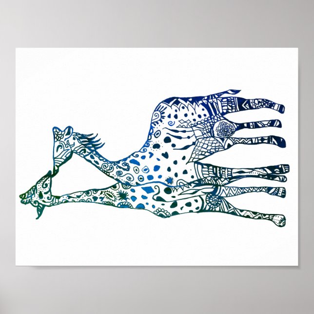 Value Poster Paper The Giraffes Kiss Art Drawing (Front)