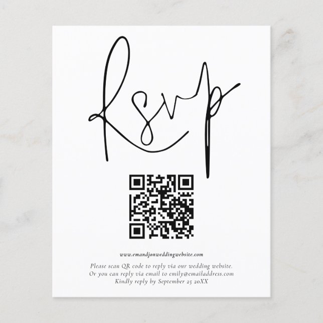 Value QR Code Script Wedding RSVP Flyer (Front)